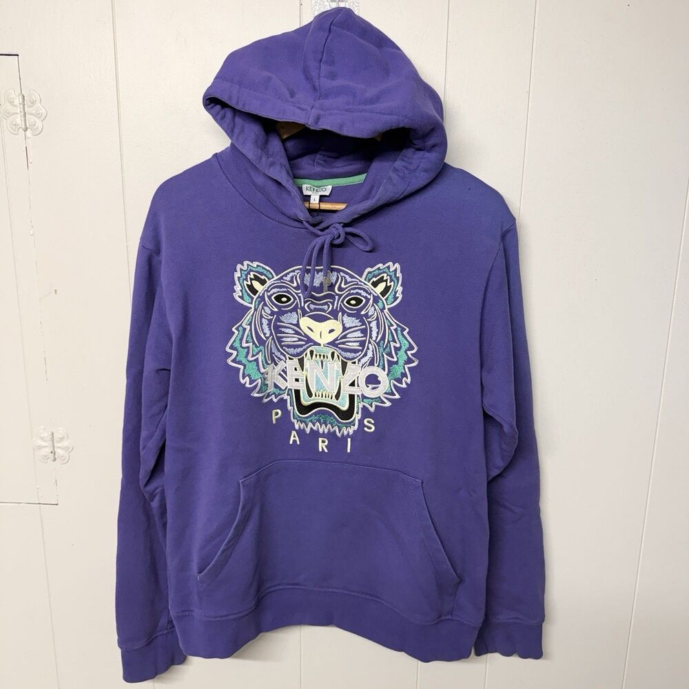 Kenzo Paris Tiger Embroidered Hoodie Sweatshirt Authentic Certificate Men L GUC*